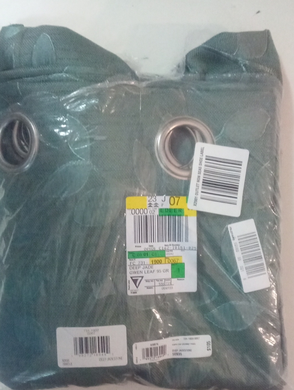 Linden Street Green Leaf Grommet Window Curtain 95" Gwen Jadestone NWT $105